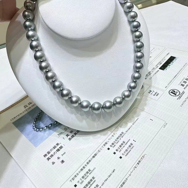 ●TATIANA● Silver 925 Labrador Grey Pearl NecklaceNZ1116 17 Platinum Grey | 10-12.1mm Tahitian pearl Necklace – ANNIE