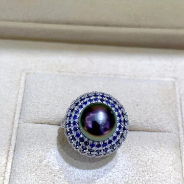 Sapphire & Tahitian pearl Ring