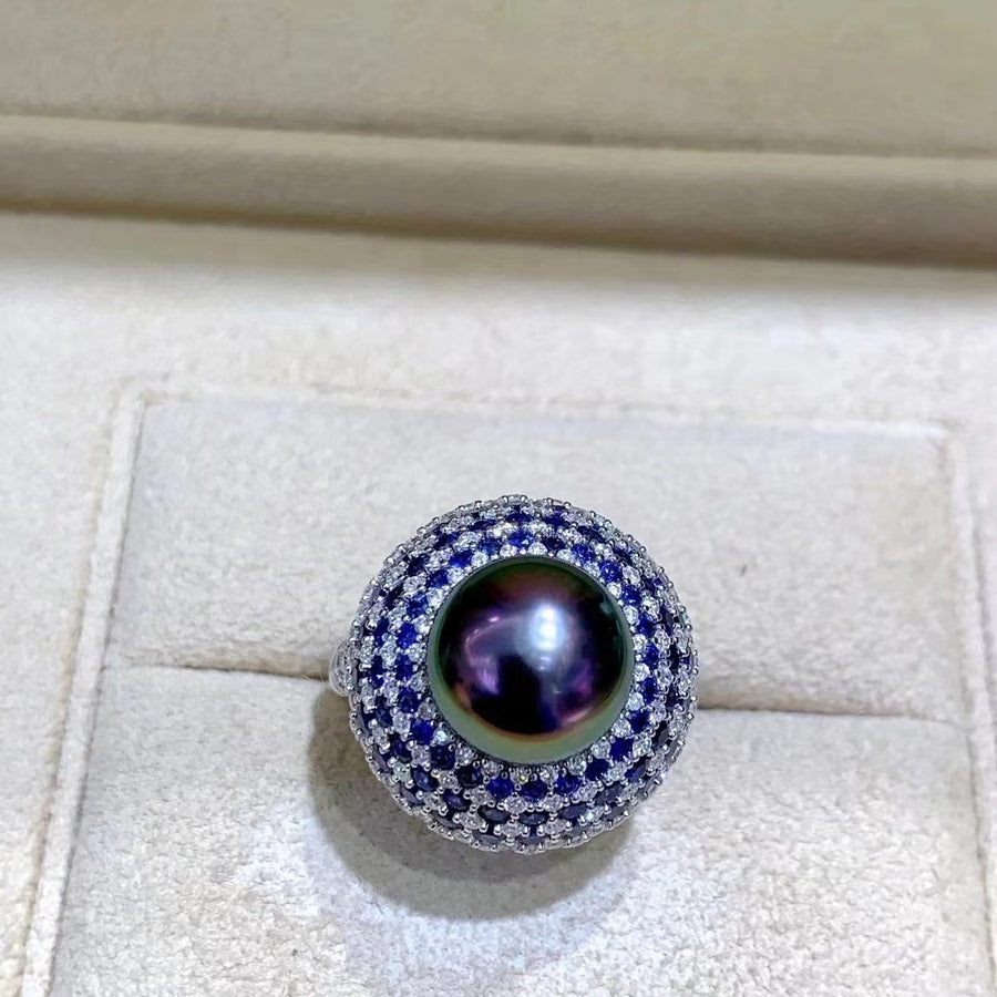 Sapphire & Tahitian pearl Ring