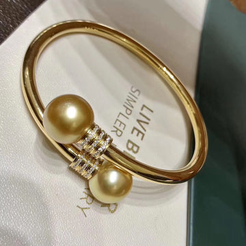 Double Golden south sea pearls bangle