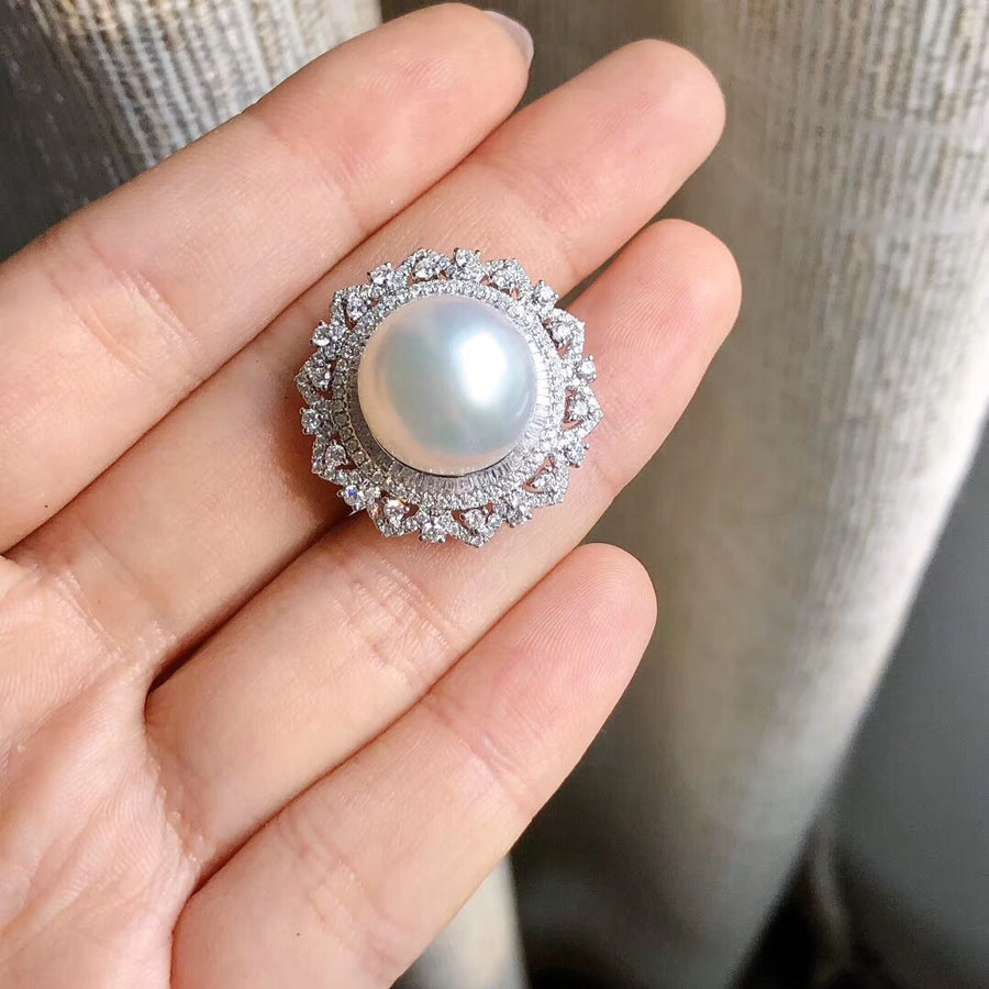 Diamond and south sea pearl ring/pendant
