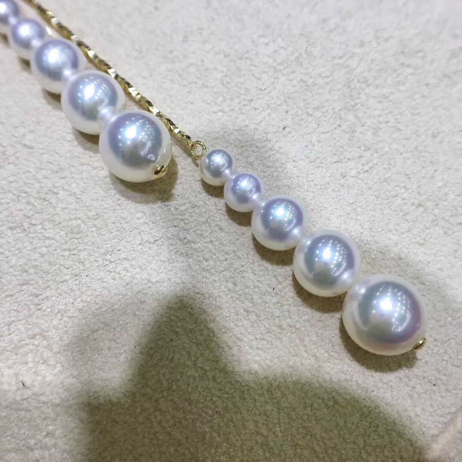 5-9MM Gold Chain Akoya Pearl Necklace