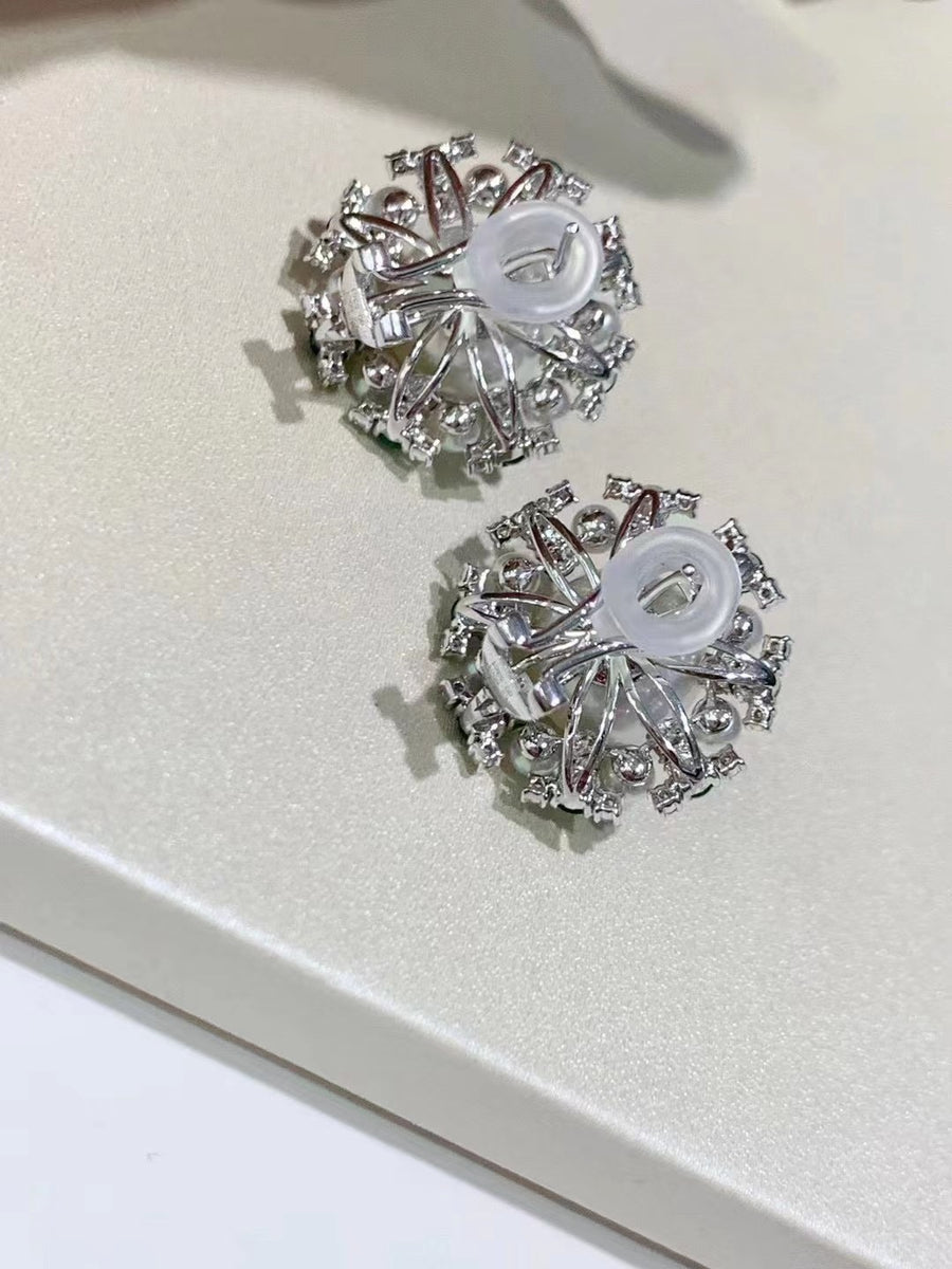 Emerald & South Sea pearl Earrings & Ring/Pendant Set