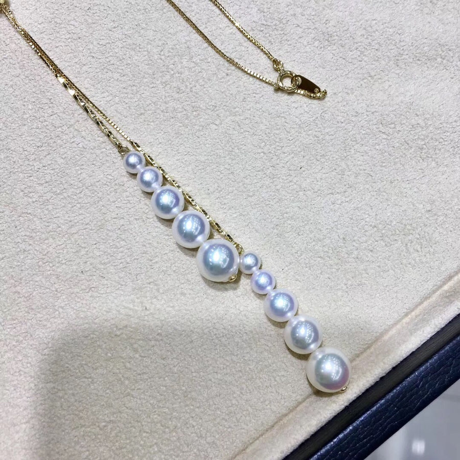 5-9MM Gold Chain Akoya Pearl Necklace