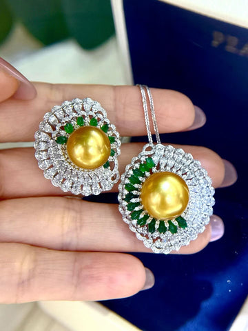 South Sea Gold & Jadeite Pendant/Ring