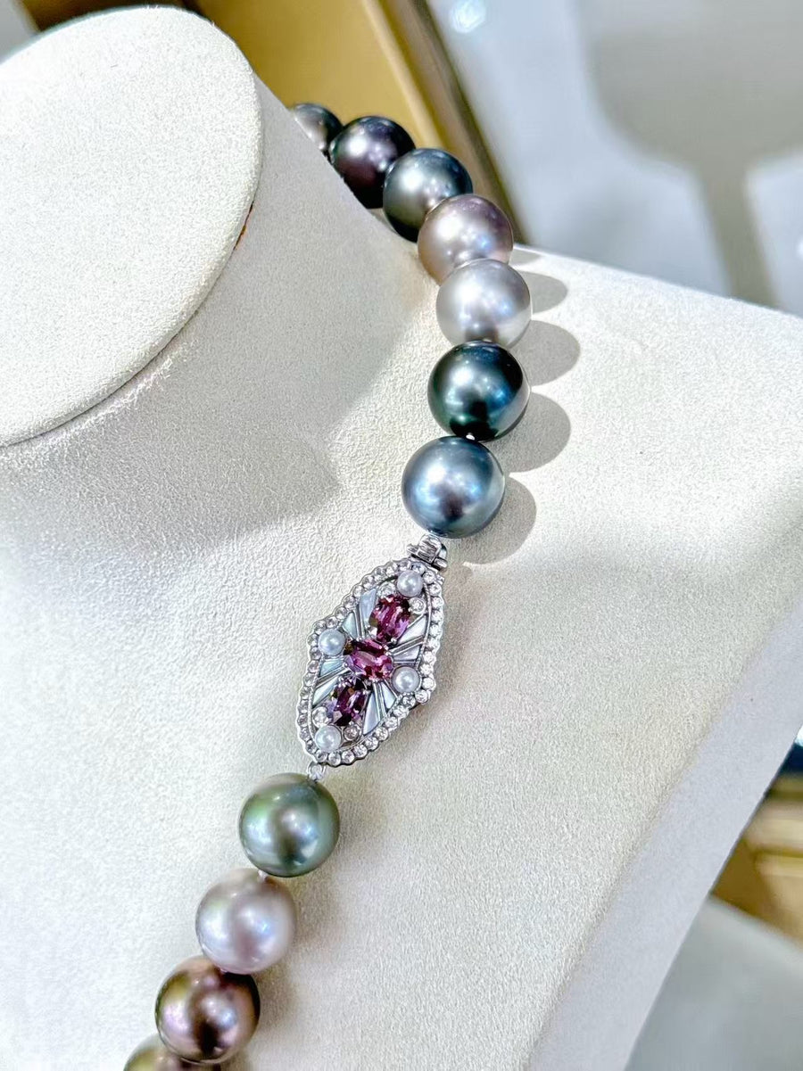 Violet Aura — Mixed-Color Tahitian Pearl Necklace
