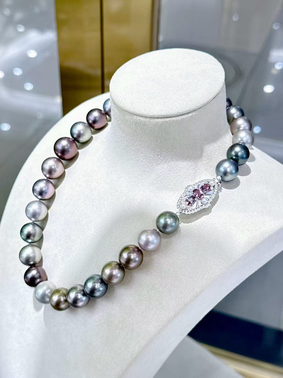 Violet Aura — Mixed-Color Tahitian Pearl Necklace