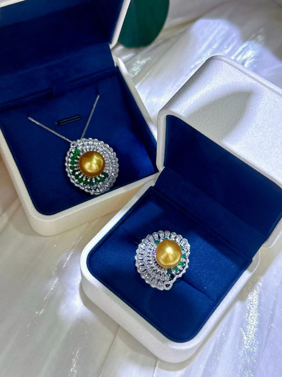 South Sea Gold & Jadeite Pendant/Ring