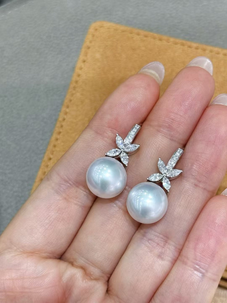 Diamond and South Sea Pearl Earrings