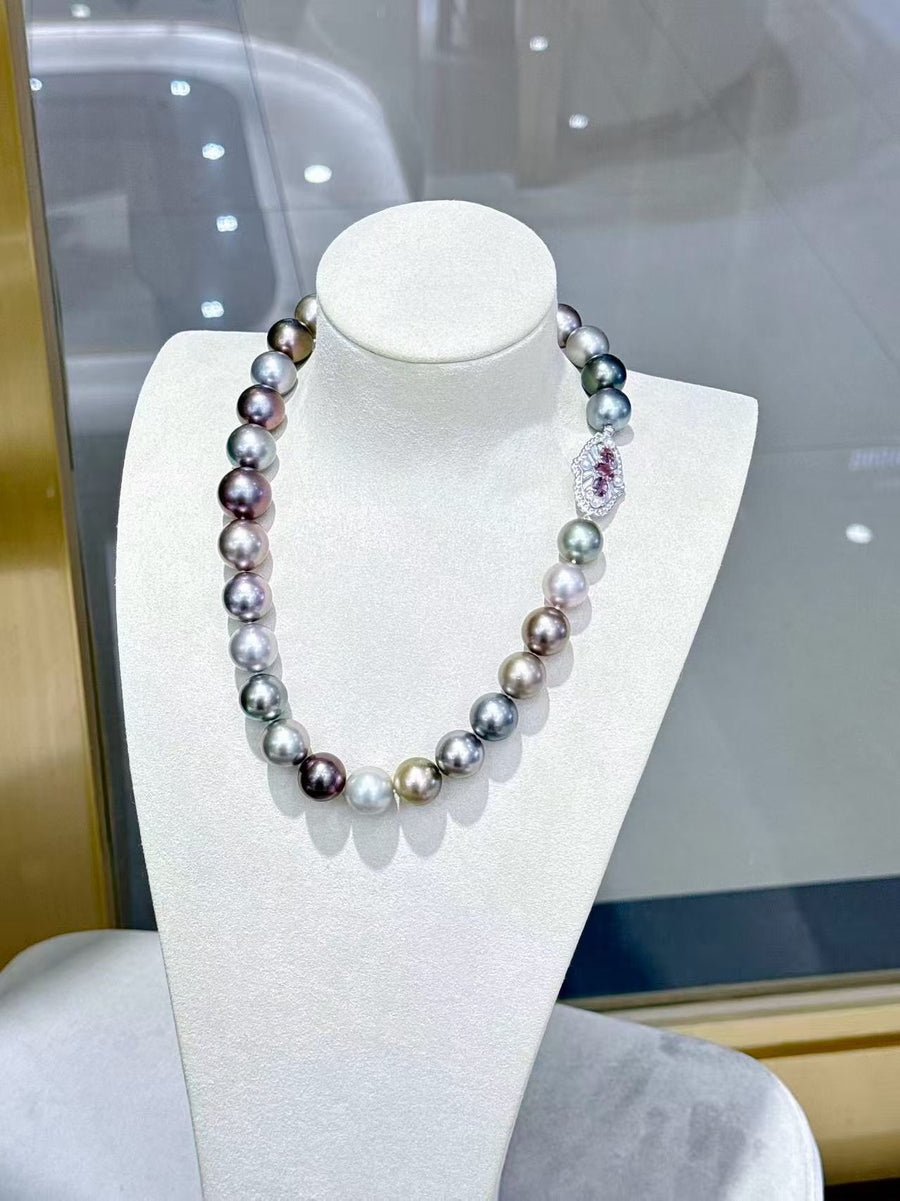 Violet Aura — Mixed-Color Tahitian Pearl Necklace