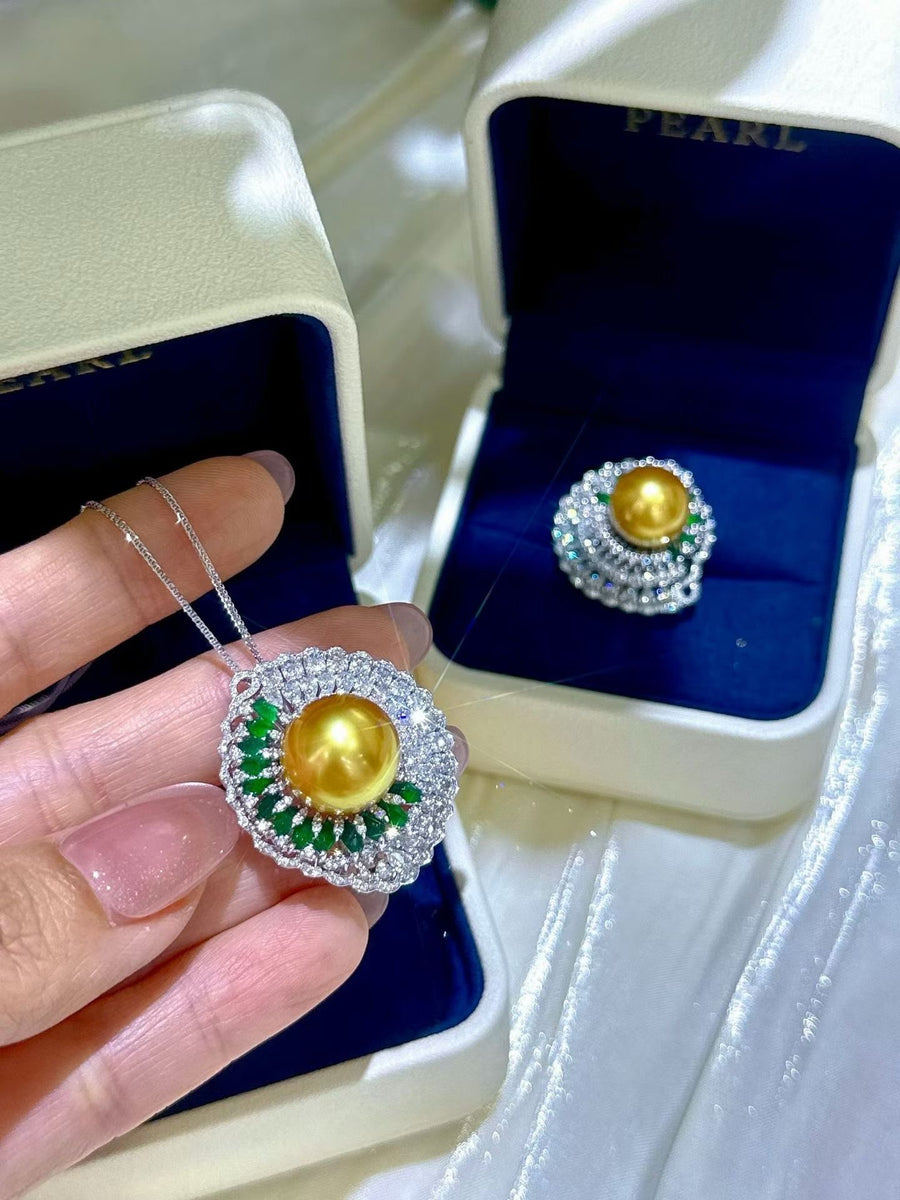 South Sea Gold & Jadeite Pendant/Ring