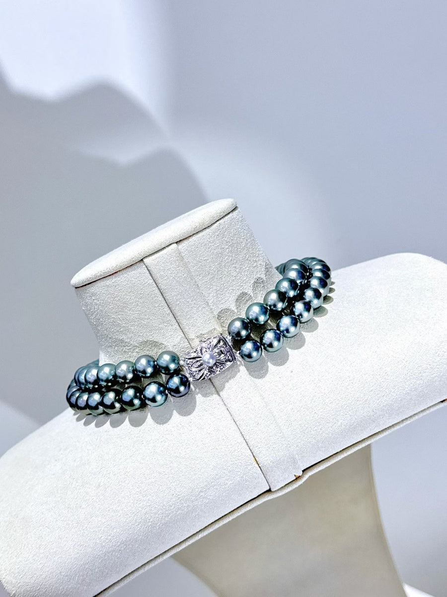 Double-Layer Tahitian Pearl & Ruby Necklace | 8.4–10.8mm