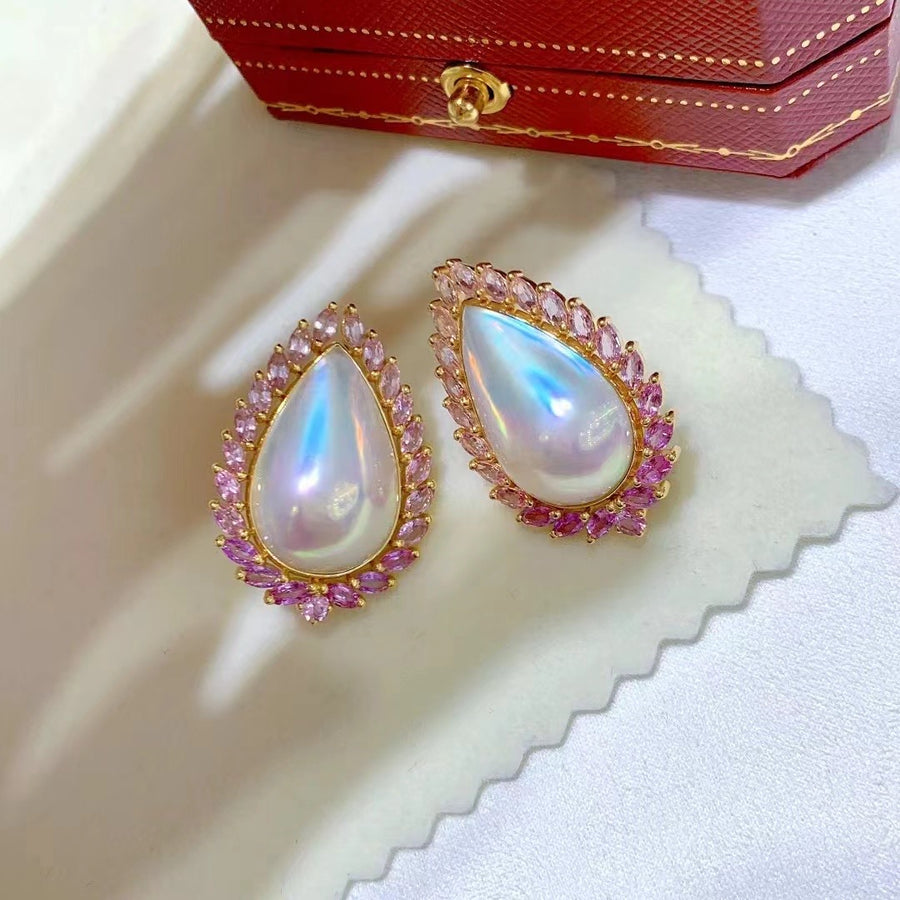 Sapphire & MABA pearl Earrings