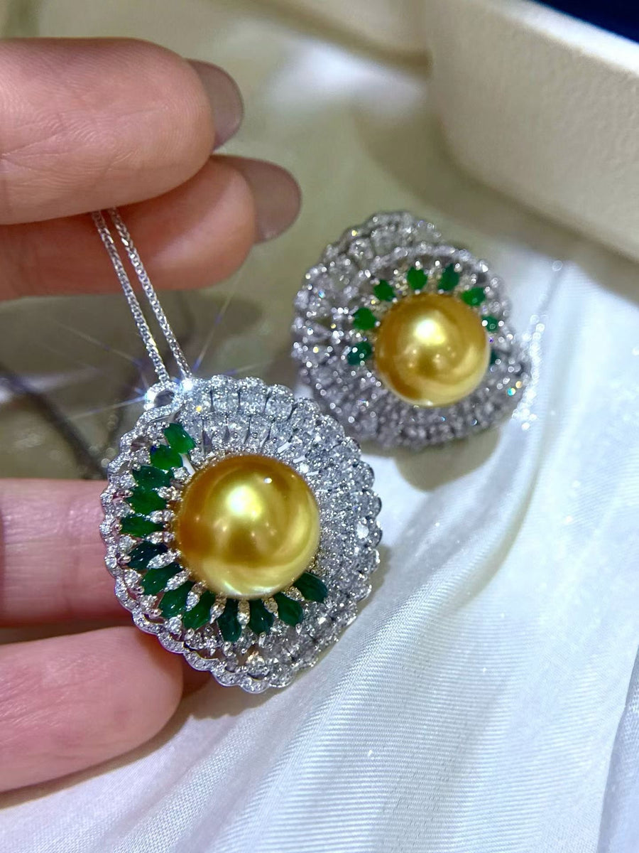 South Sea Gold & Jadeite Pendant/Ring