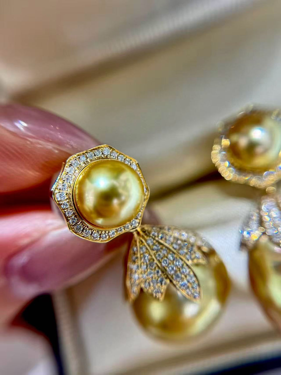 Golden Keshi Duo Pearl Earrings