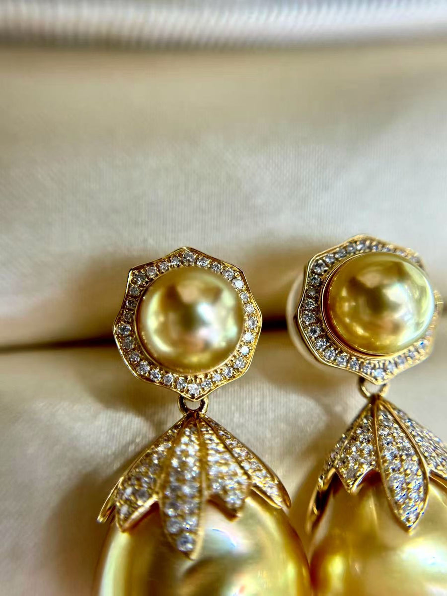 Golden Keshi Duo Pearl Earrings