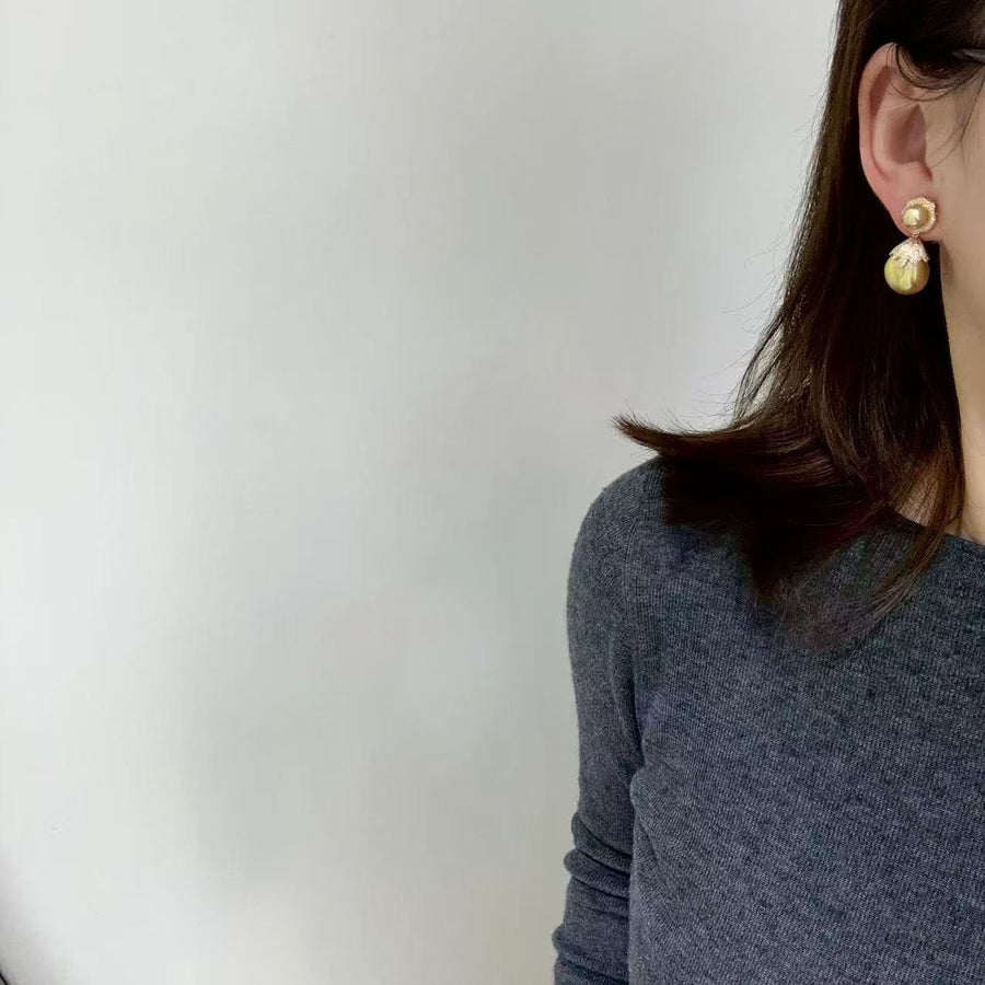 Golden Keshi Duo Pearl Earrings