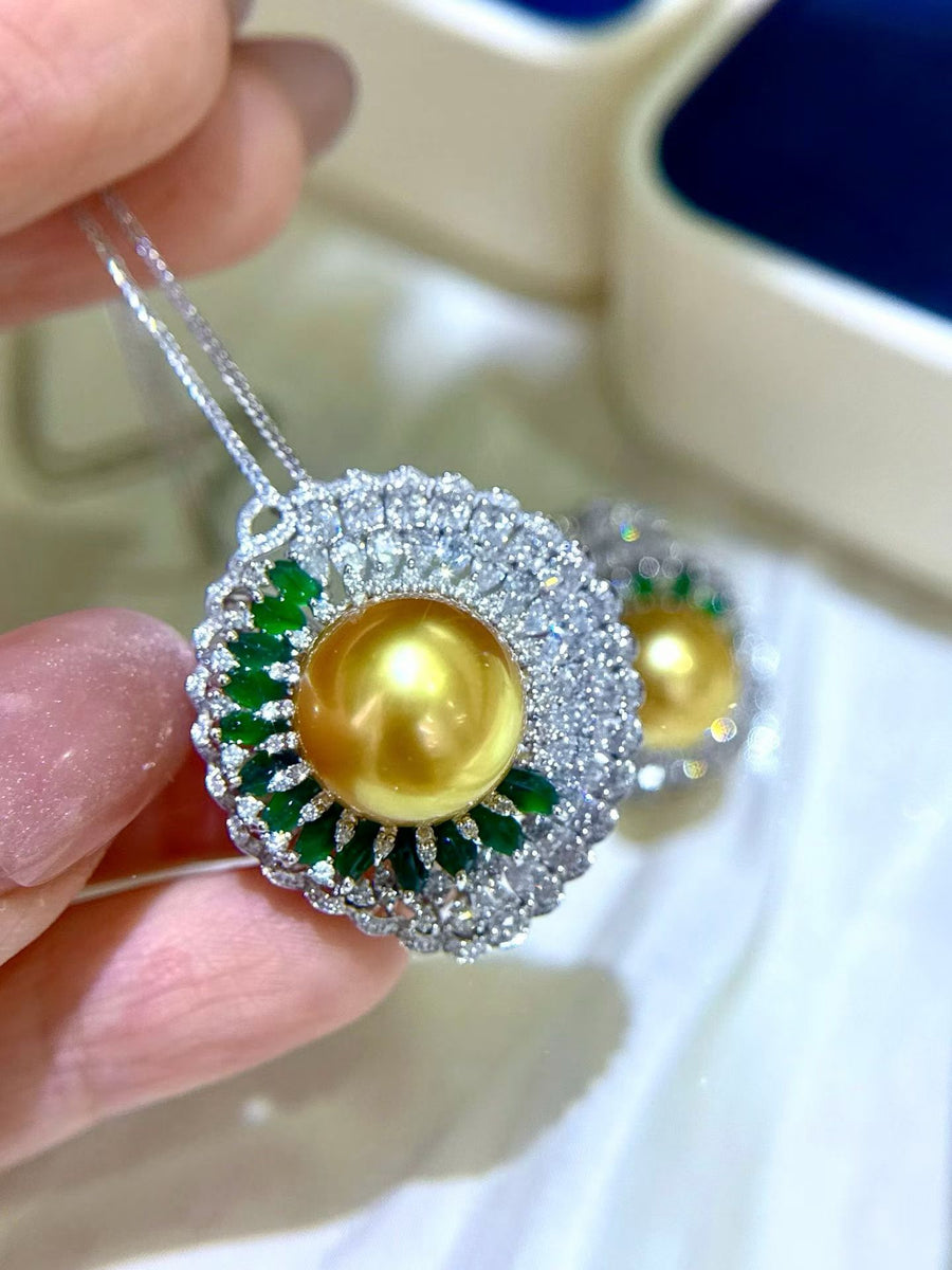 South Sea Gold & Jadeite Pendant/Ring