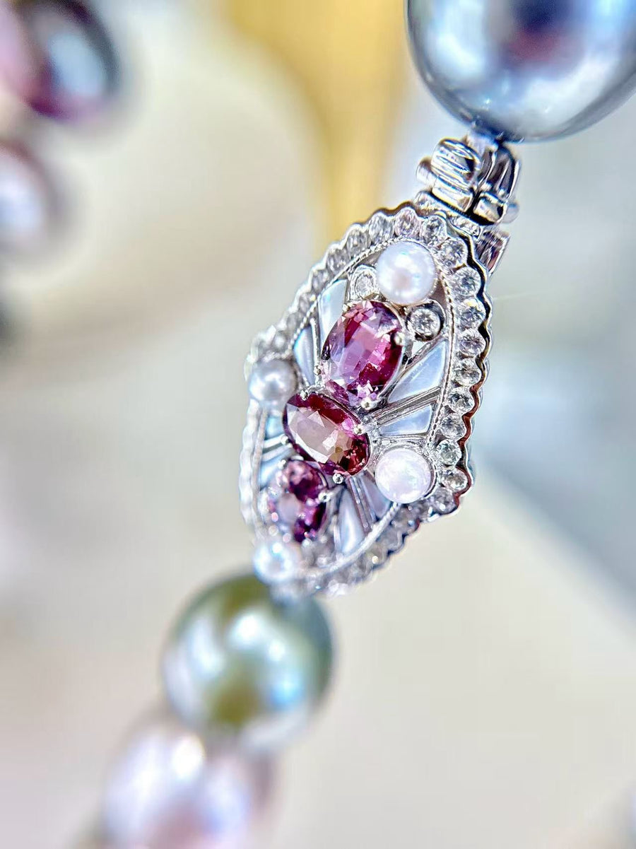 Violet Aura — Mixed-Color Tahitian Pearl Necklace