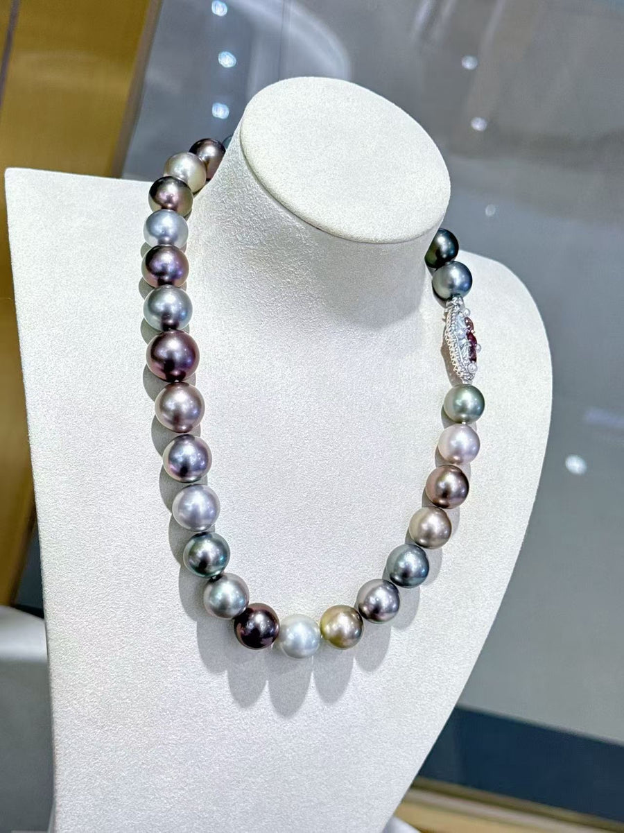 Violet Aura — Mixed-Color Tahitian Pearl Necklace
