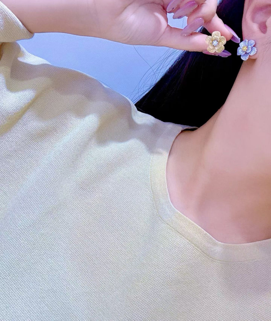 Two-Tone Diamond Flower Earrings | Golden & White South Sea Pearls | 12–13mm