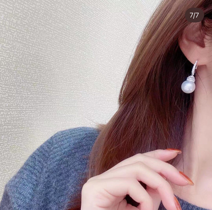Zircon and Pearl Earrings
