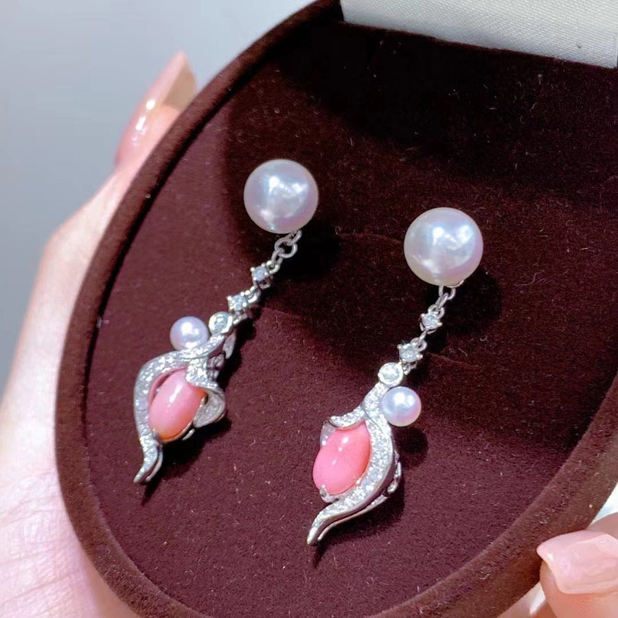 Conch pearl & Akoya pearl Earrings