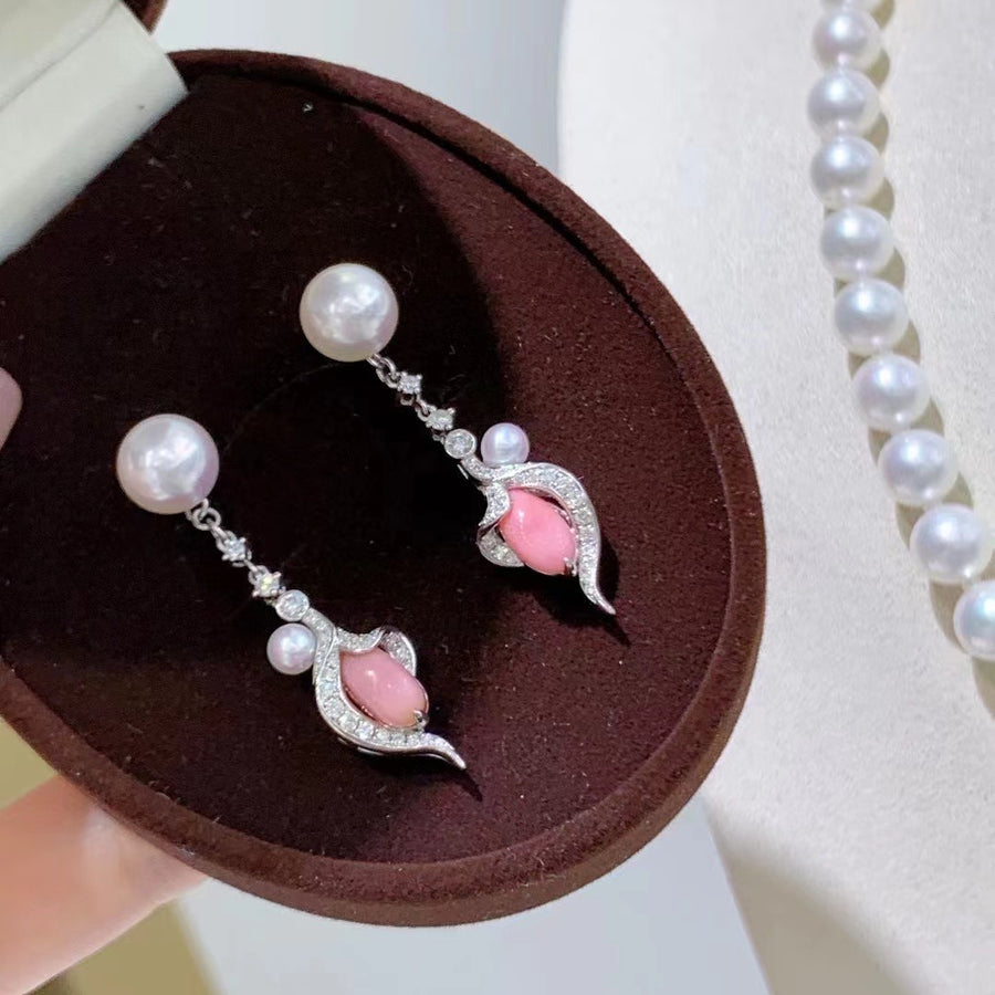 Conch pearl & Akoya pearl Earrings