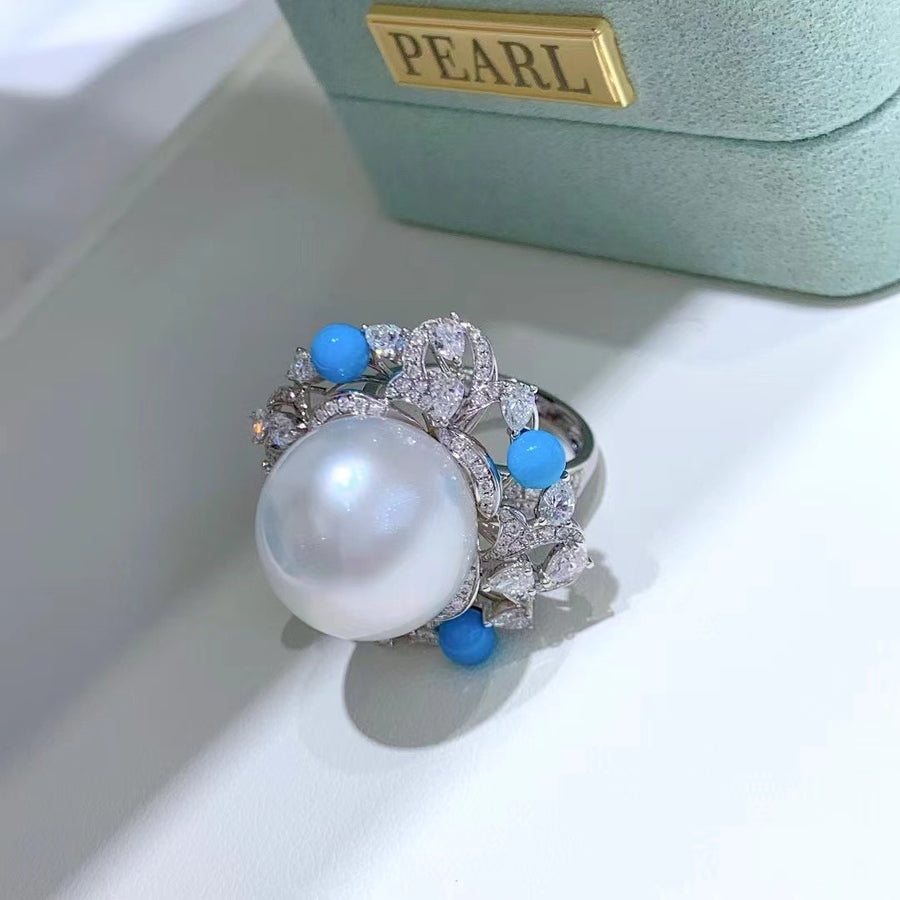 Turquoise & South Sea pearl Earring