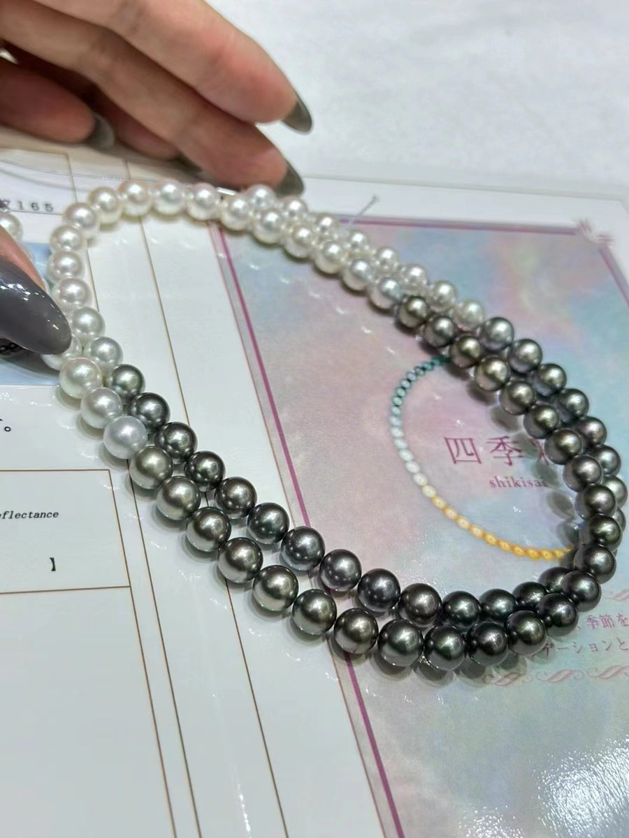 Four Season Colors | 7.5-7.9mm South Sea pearl & Tahitian pearl Necklace