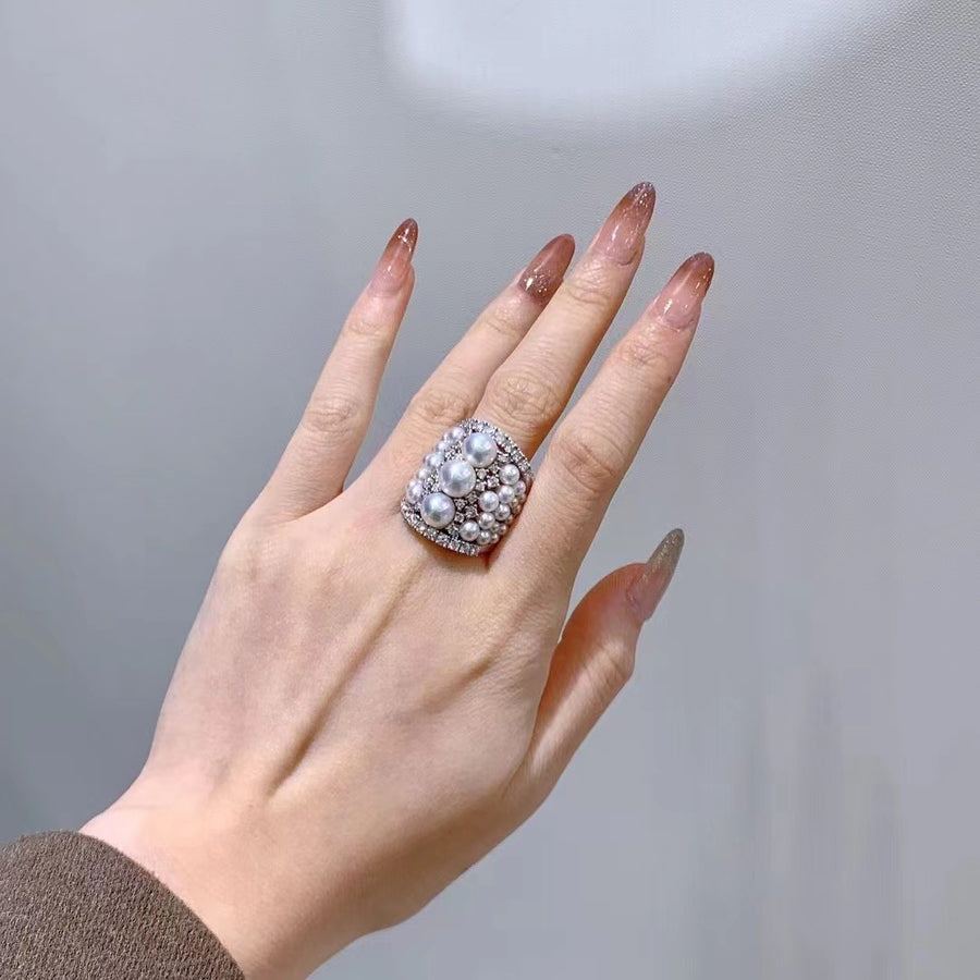 Diamond & Akoya pearl ring