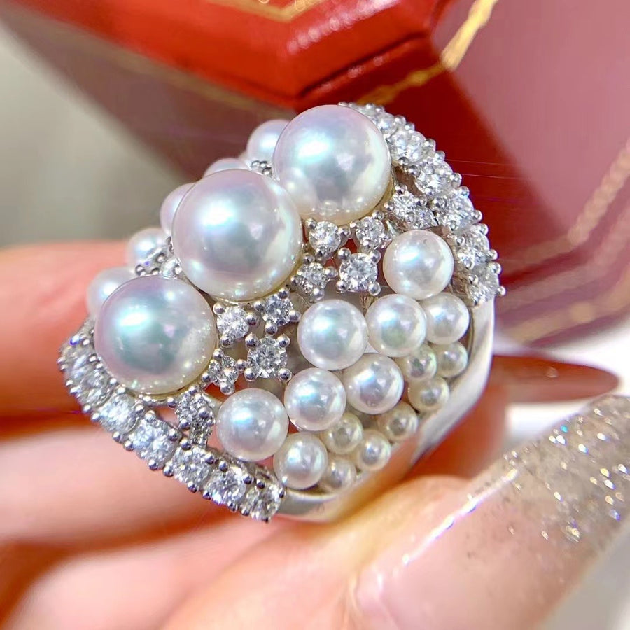 Diamond & Akoya pearl ring