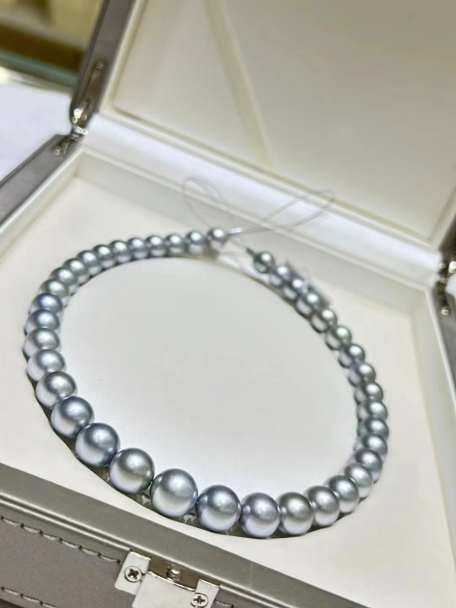 Platinum Grey | 10-12.5mm Tahitian pearl Necklace