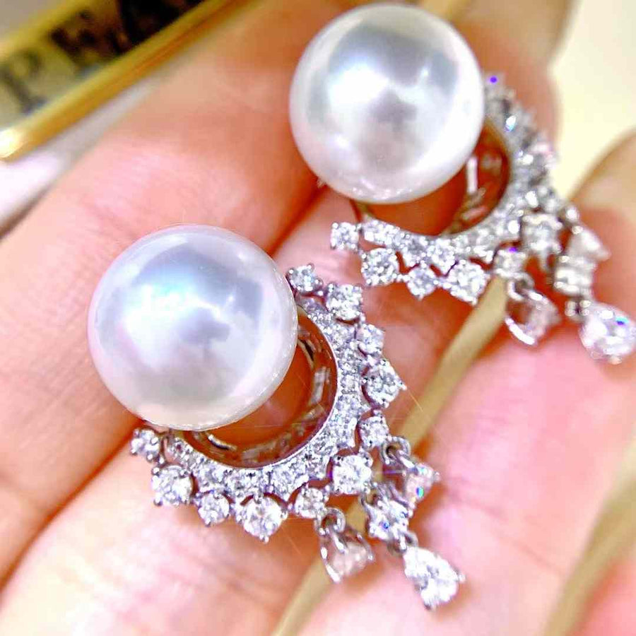 Diamond and South Sea Pearl Earrings