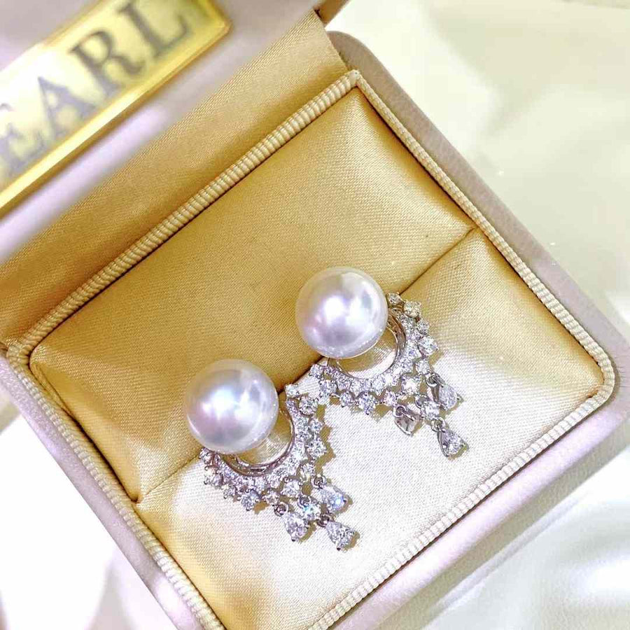 Diamond and South Sea Pearl Earrings