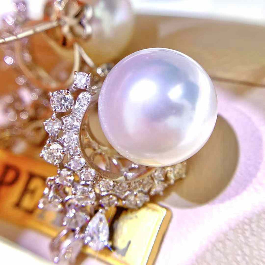 Diamond and South Sea Pearl Earrings