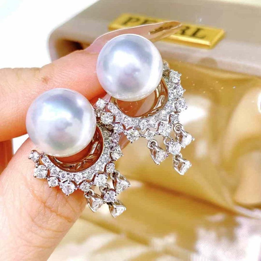 Diamond and South Sea Pearl Earrings