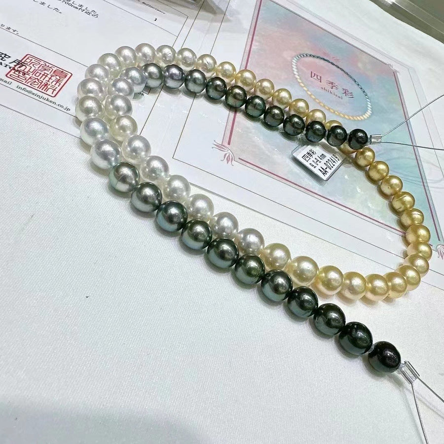 Four Season Colors | 9-9.4mm  South Sea pearl & Tahitian pearl Necklace