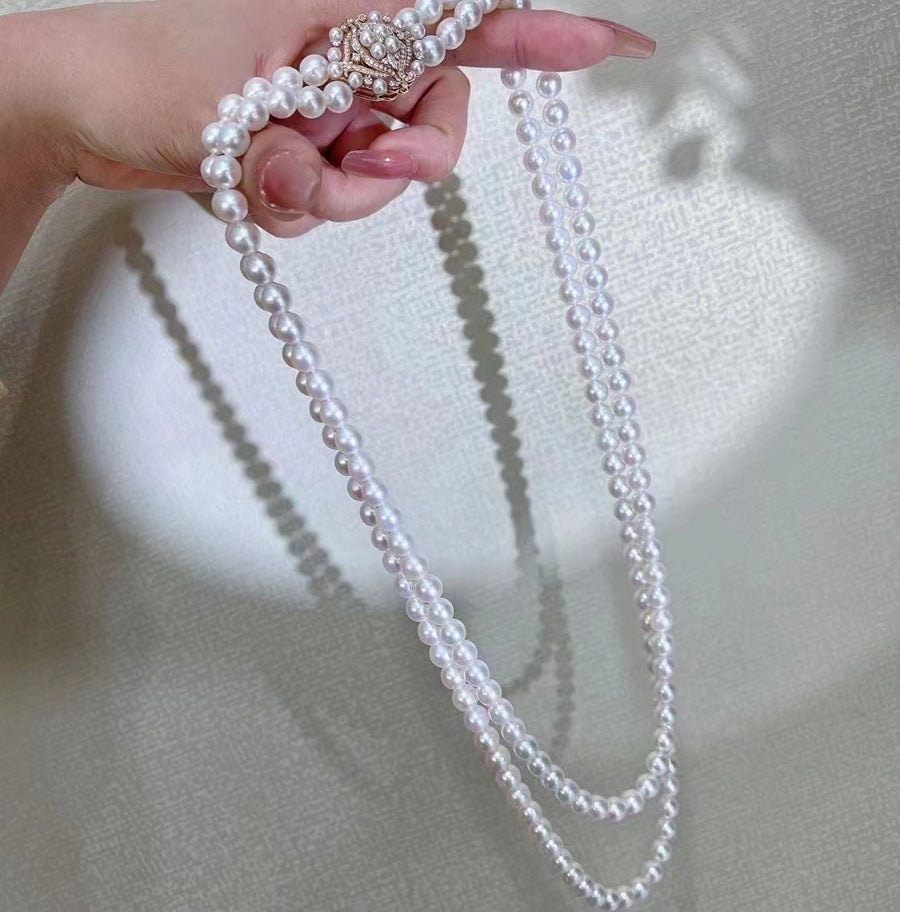 Double layers Akoya pearl Necklace