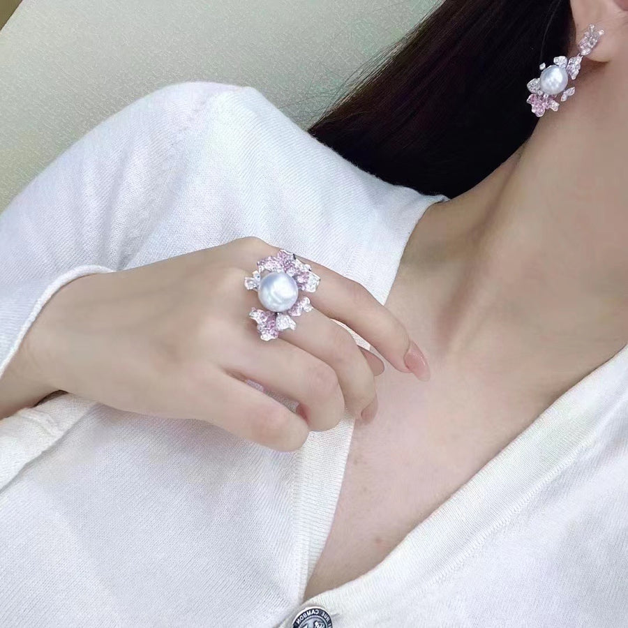 Diamond & South Sea pearl Earrings & Pendant/Ring