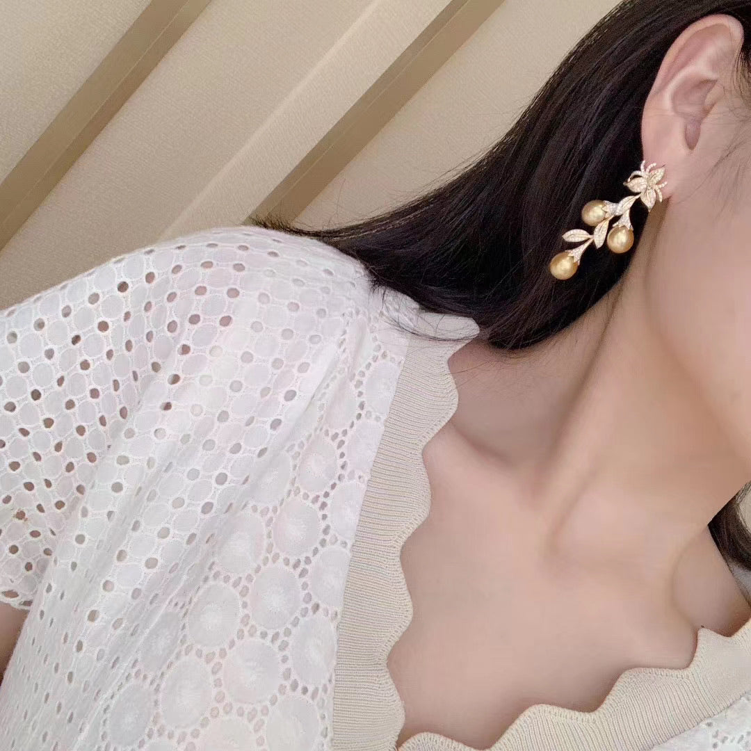 Drop shape Chakin Golden south sea pearl Earrings – ANNIE CASE