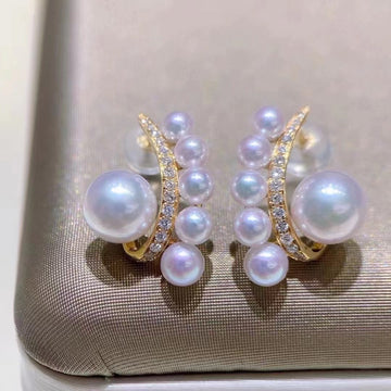 Diamond & Akoya pearl Earrings