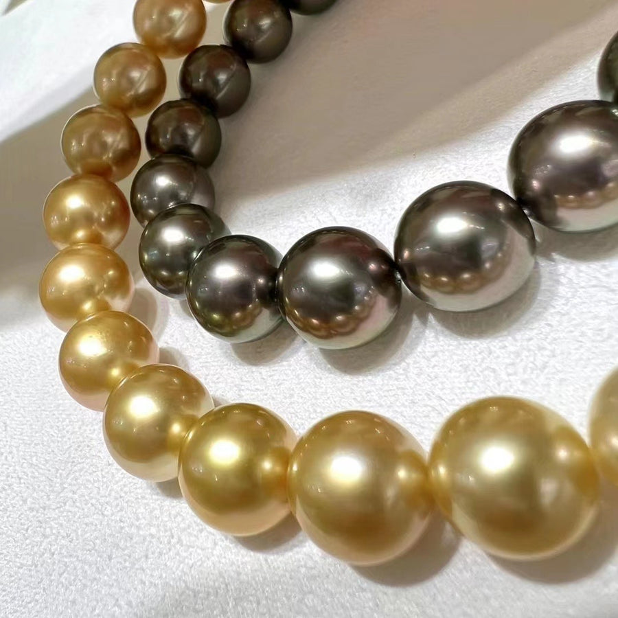 Four Season Colors | 7.0-11.9MM South Sea pearl & Tahitian pearl Necklace
