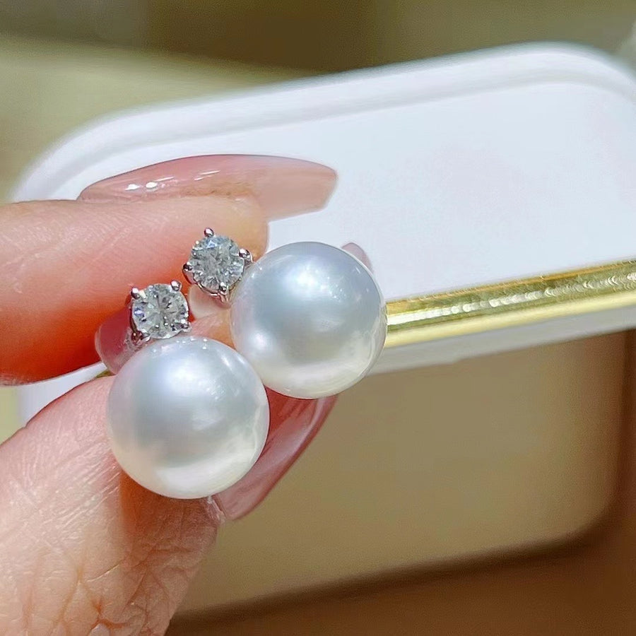 Diamond & South Sea pearl Pendant&Earrings Set