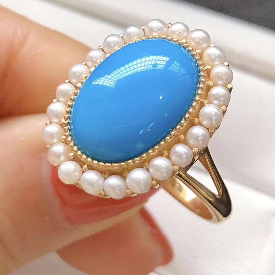 Turquoise and pearl Ring/Pendant