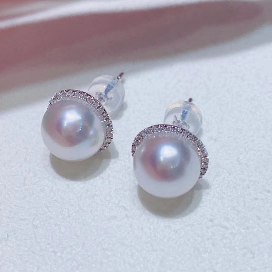 Diamond & South Sea pearl Ear Studs