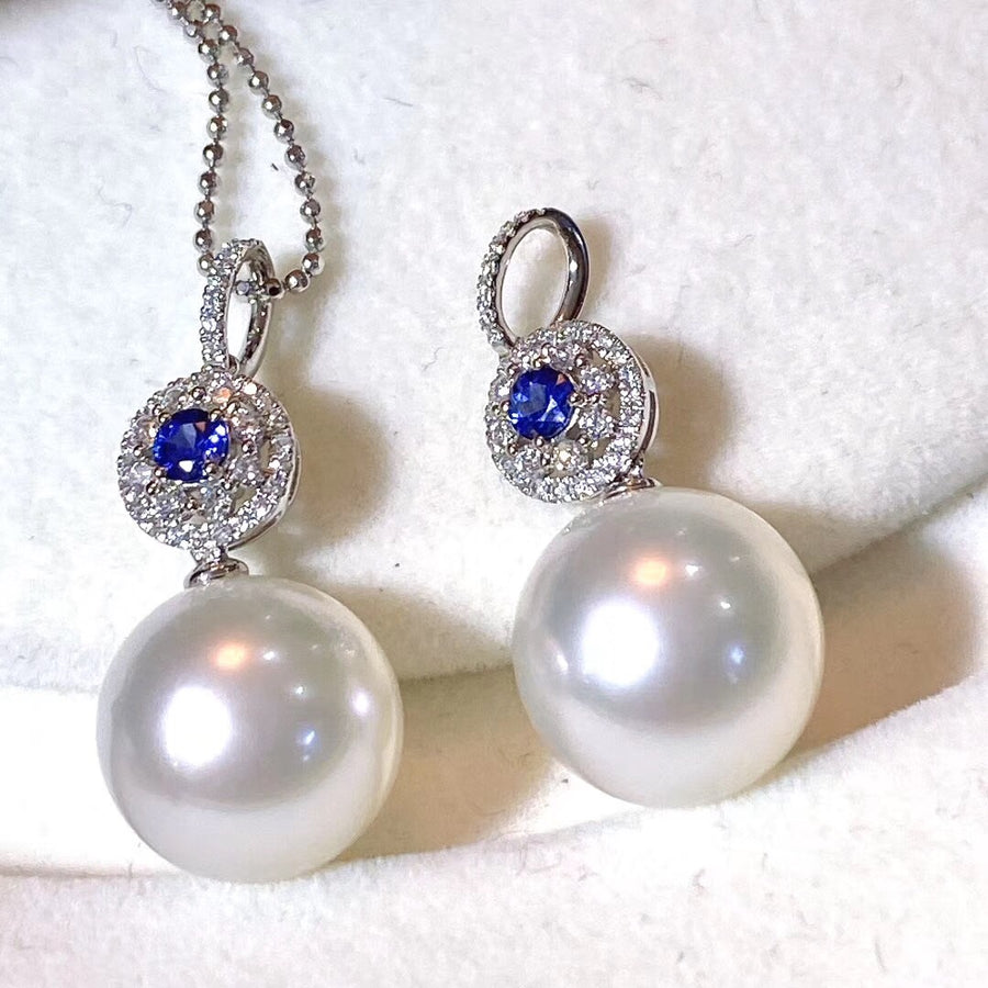 Sapphire and South sea pearl pendant