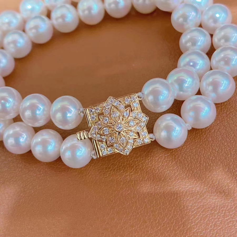 Buy Wedding 7 Akoya White Pearls Bracelet Gold Chain Bridal Pearl Bracelet  Link Chain Bracelet Japanese Pearl Women Bracelets Gift by NOTELLUNA Online  in India - Etsy