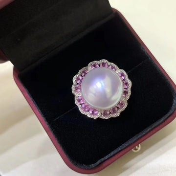 Pink sapphire & South Sea pearl Ring