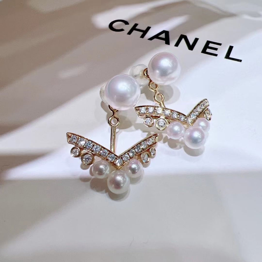 Diamond & Akoya pearl Earrings